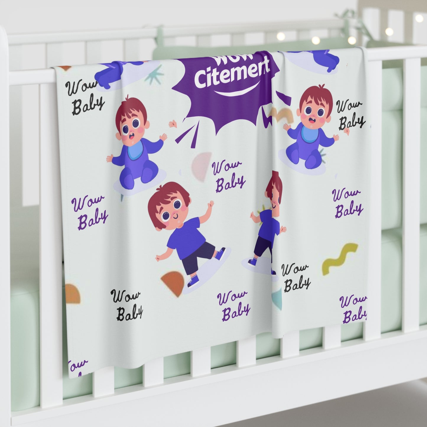 Baby Boy Swaddle Blanket - Adorable Wowcitement Design for Newborns and Baby Showers