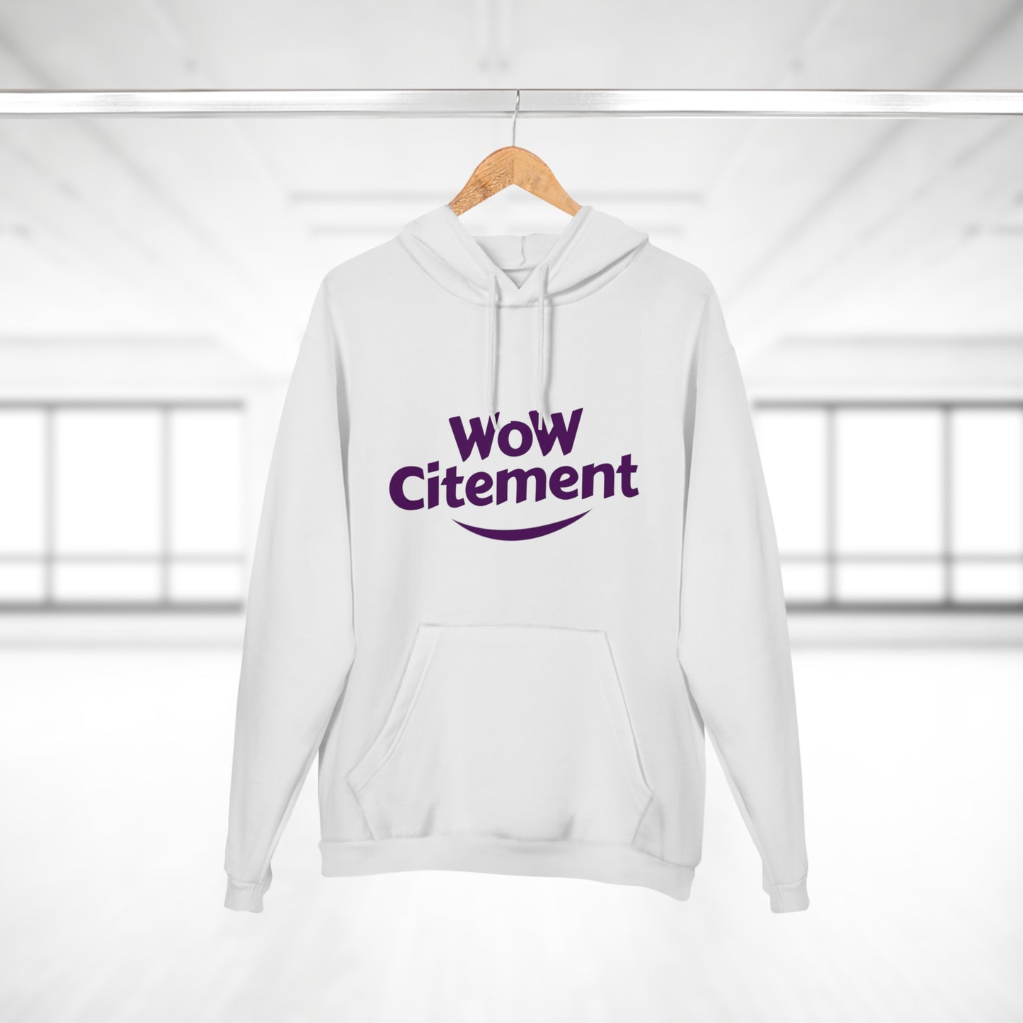 Funny Unisex Pullover Hoodie with 'Wow Ciment' Design - Perfect for Casual Wear & Gift