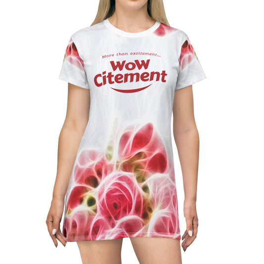 Wowcitement Floral Print T-Shirt Dress, Ethereal Rose Dress, Casual Summer Dress, Gifts for Her, Birthday Party Outfit, Relaxed Fit Dress