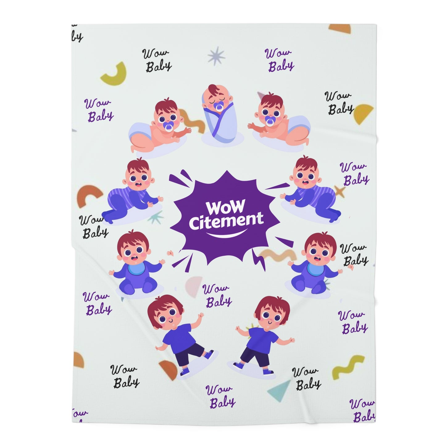 Baby Boy Swaddle Blanket - Adorable Wowcitement Design for Newborns and Baby Showers