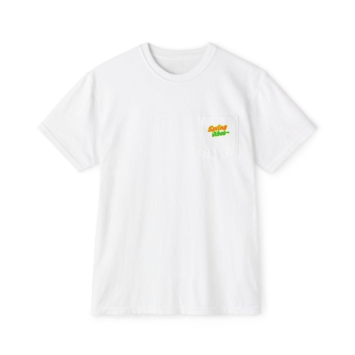 Unisex Spring Vibes Pocket T-Shirt - Tropical Graphic Tee