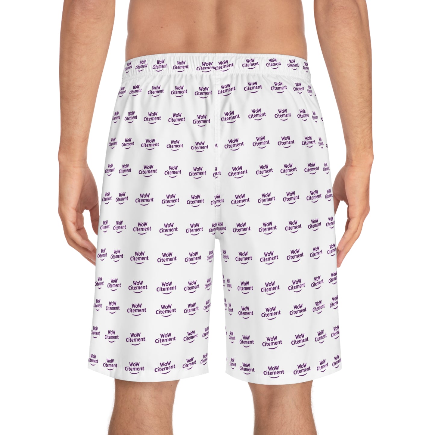 WoWcitement Men's Stylish Board Shorts Color White, Summer Swimwear, Beachwear, Casual Shorts for Men, Vacation Essentials