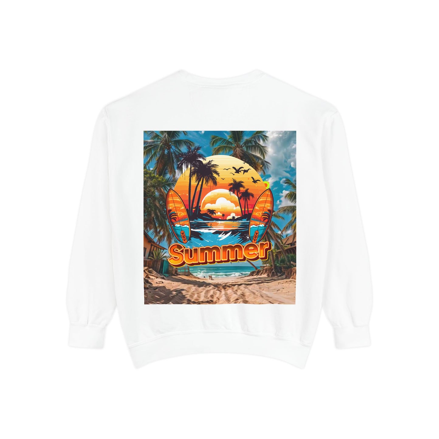 Summer Vibes Unisex Garment-Dyed Sweatshirt - Perfect for Beach Lovers and Summer Celebrations