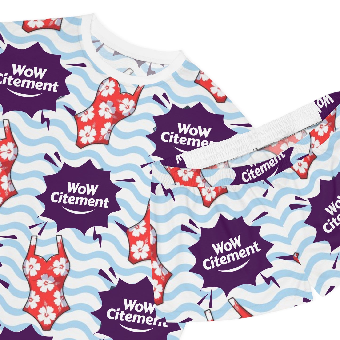 WoWcitement Tropical Women's Pajama Set, Cute Sleepwear, Summer Nightwear, Cozy Loungewear, Gift for Her, Vacation Vibes