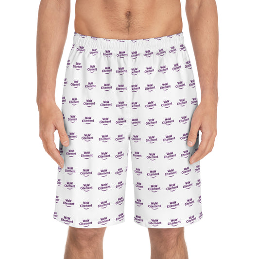 WoWcitement Men's Stylish Board Shorts Color White, Summer Swimwear, Beachwear, Casual Shorts for Men, Vacation Essentials