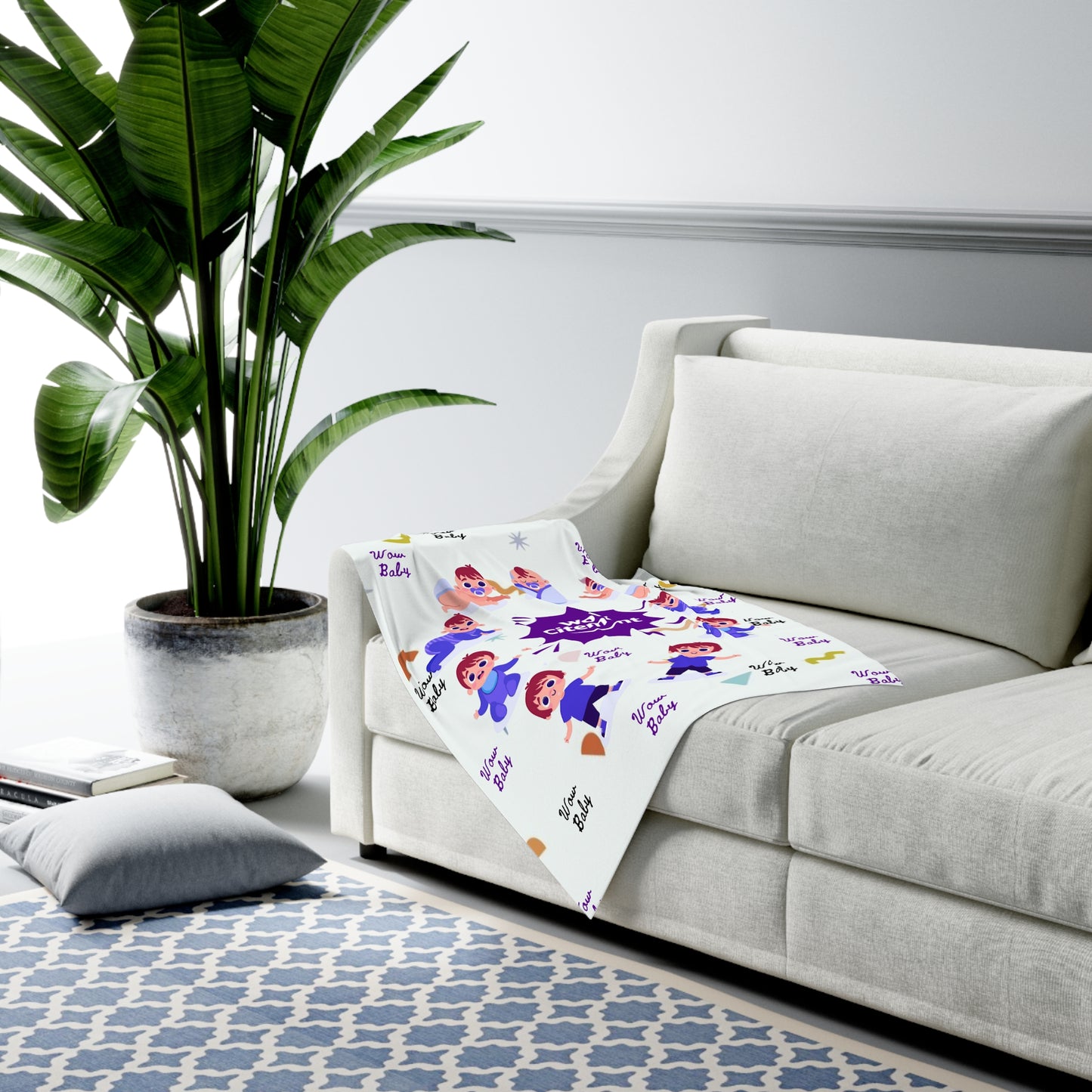 Baby Boy Swaddle Blanket - Adorable Wowcitement Design for Newborns and Baby Showers
