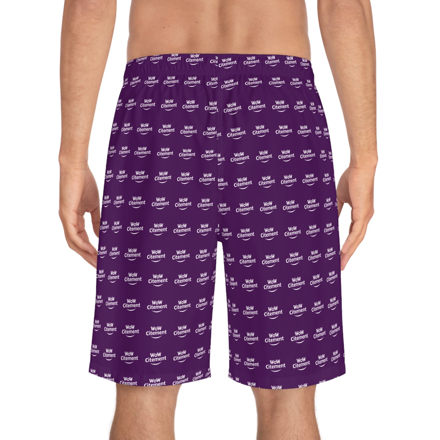 WoWcitement Men's Board Shorts - Color Purple Fun Summer Vibes, Perfect for Beach Trips, Pool Parties, Sports Activities, Casual Outings, AOP Design