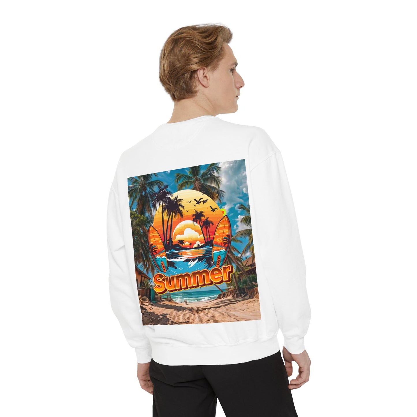 Summer Vibes Unisex Garment-Dyed Sweatshirt - Perfect for Beach Lovers and Summer Celebrations