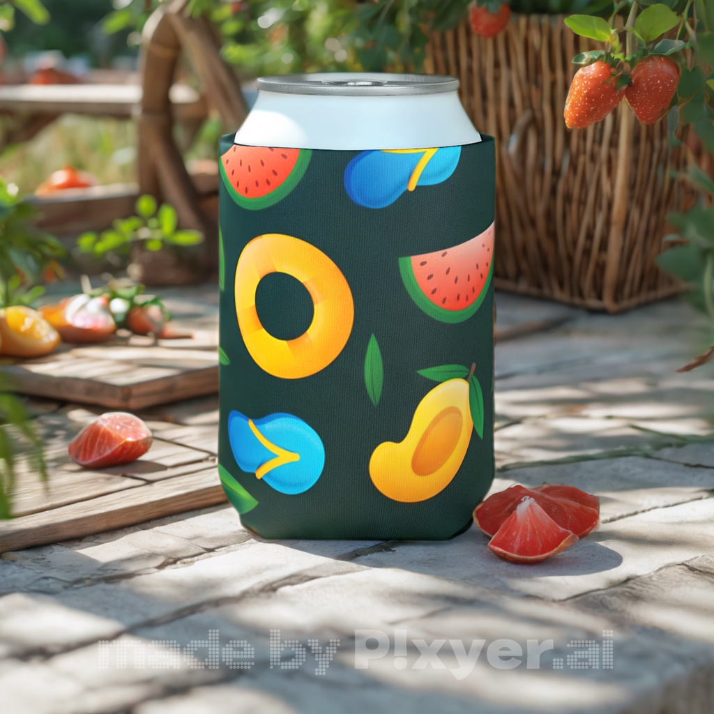 Fruity Can Cooler Sleeve - Fun & Colorful Beverage Insulator for Summer Parties