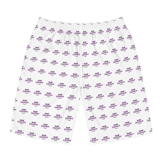 WoWcitement Men's Stylish Board Shorts Color White, Summer Swimwear, Beachwear, Casual Shorts for Men, Vacation Essentials