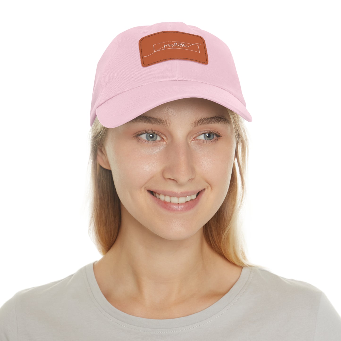 Persevere Dad Hat with Leather Patch (Rectangle)