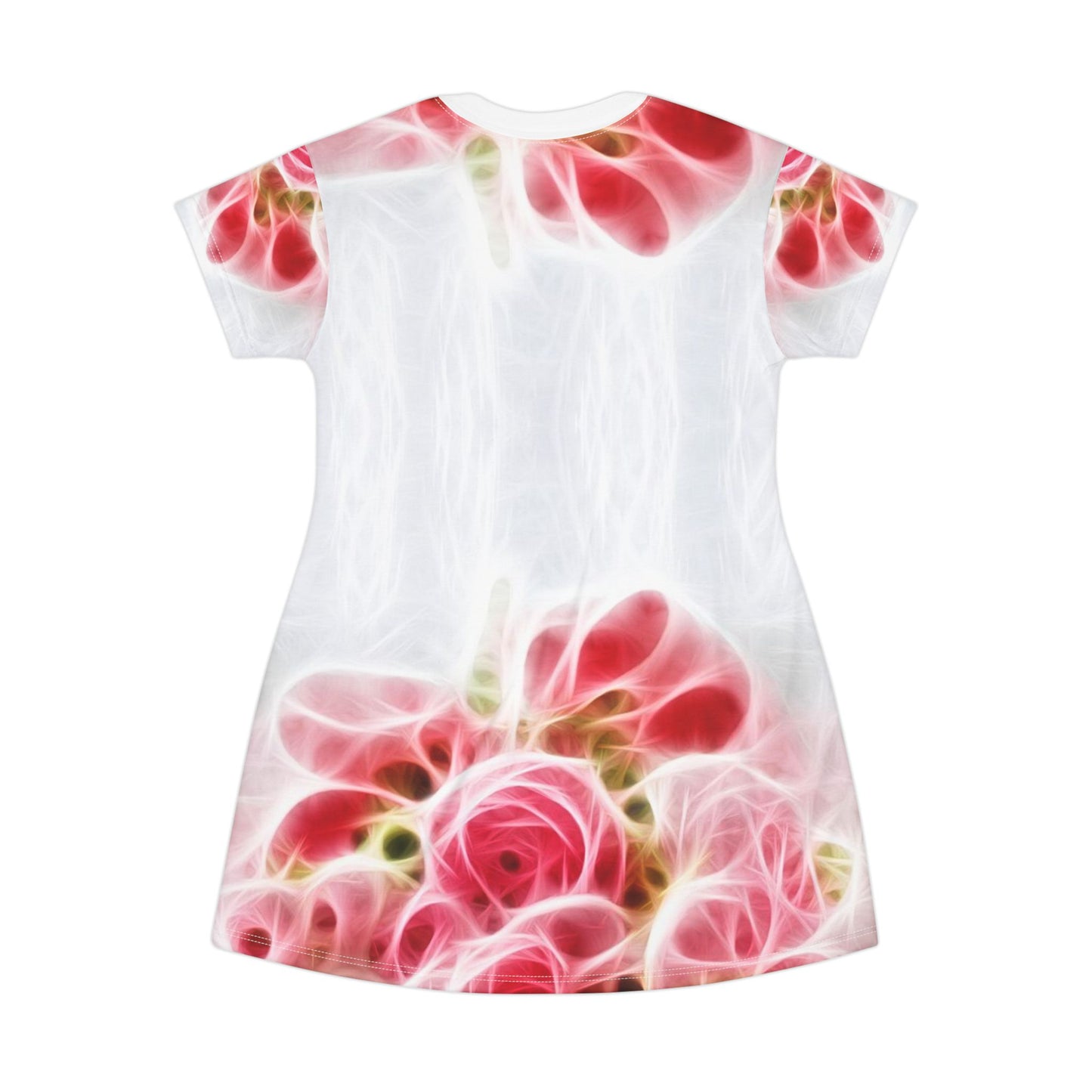 Wowcitement Floral Print T-Shirt Dress, Ethereal Rose Dress, Casual Summer Dress, Gifts for Her, Birthday Party Outfit, Relaxed Fit Dress