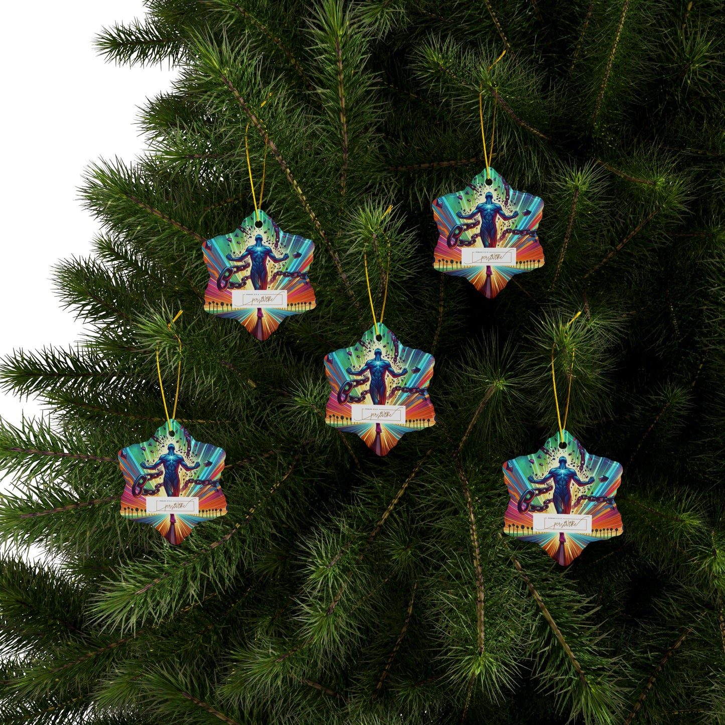 Persevere Ceramic Ornaments, 2-Side Print, (1pc, 3pcs, 5pcs, 10pcs)