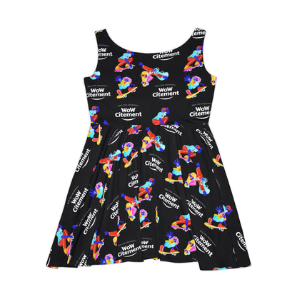 Wowcitement Vibrant Women's Skater Dress, Colorful Casual Dress, Summer Party Dress, Fun Flare Dress, Unique Gift for Her