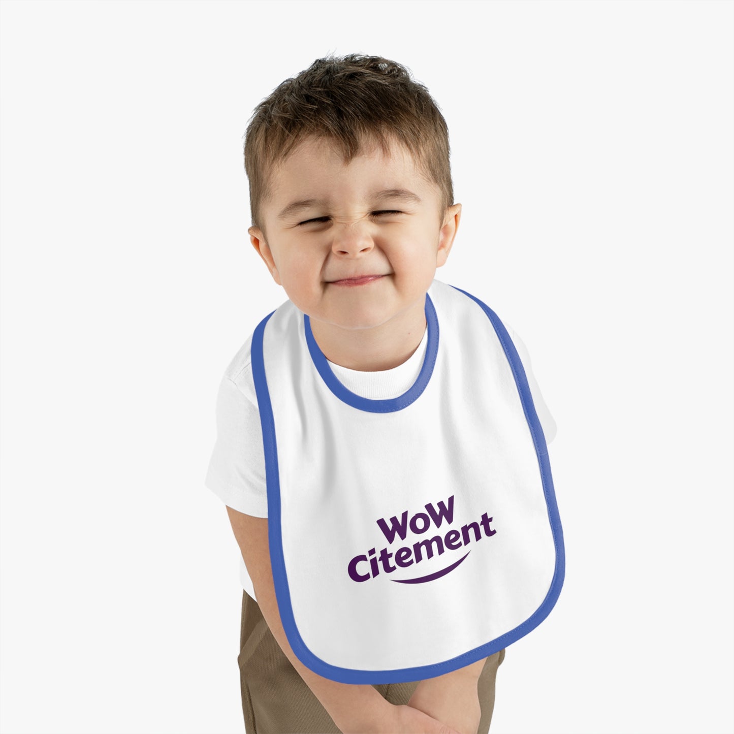 Wowcitement Baby Bib - Fun Contrast Trim Jersey Bib for Mess-Free Meals