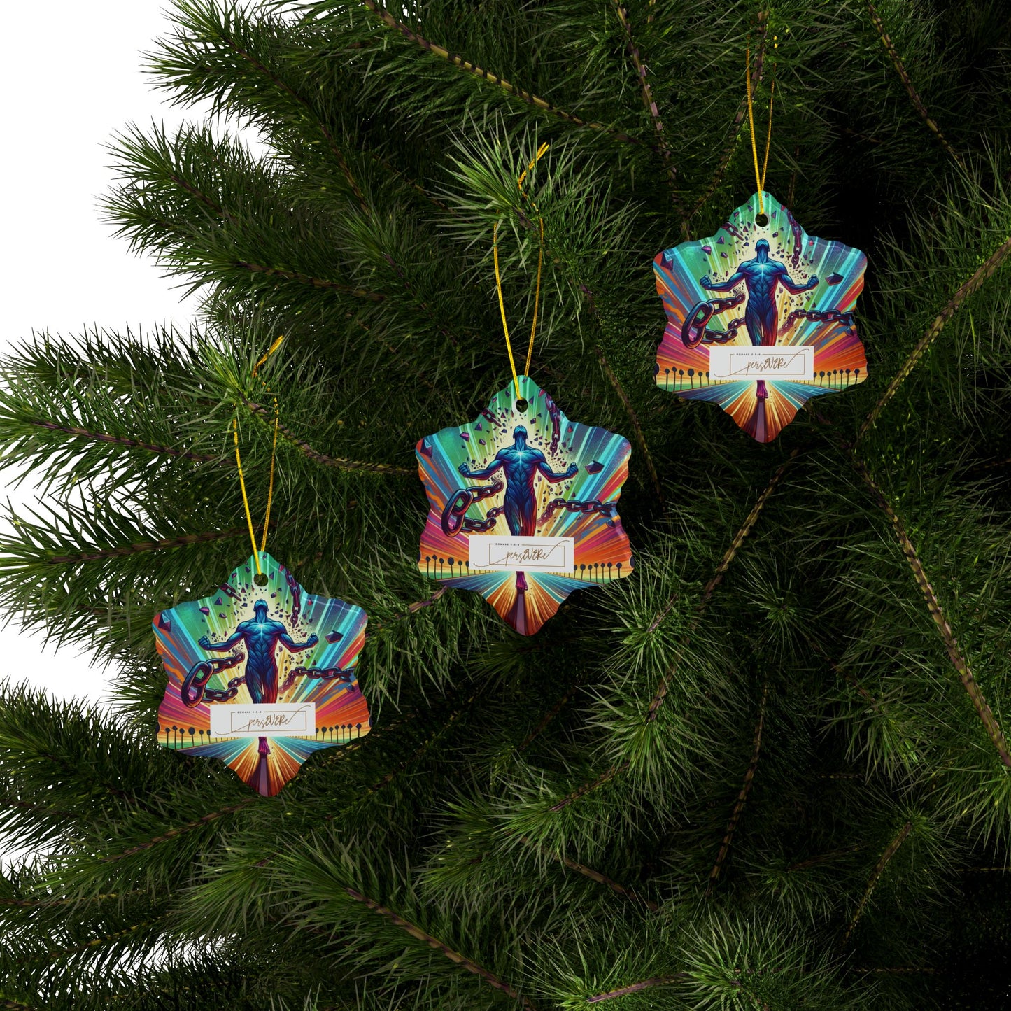 Persevere Ceramic Ornaments, 2-Side Print, (1pc, 3pcs, 5pcs, 10pcs)