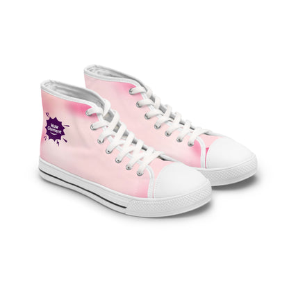 Stylish Women's High Top Sneakers with Wowcitement design , Trendy Casual Footwear, Unique Sneakers for Women, Pink High Tops, Gift for Her, Fashionable Sneakers
