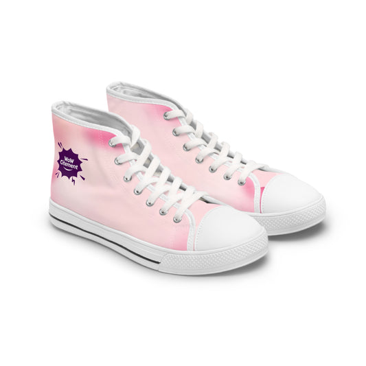 Stylish Women's High Top Sneakers with Wowcitement design , Trendy Casual Footwear, Unique Sneakers for Women, Pink High Tops, Gift for Her, Fashionable Sneakers