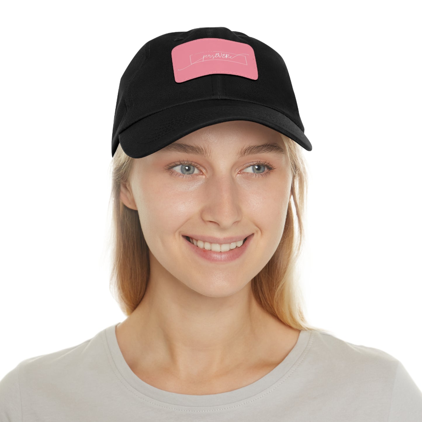 Persevere Dad Hat with Leather Patch (Rectangle)