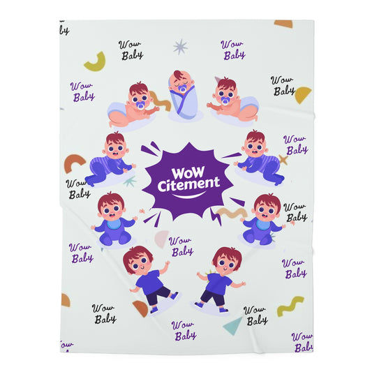 Baby Boy Swaddle Blanket - Adorable Wowcitement Design for Newborns and Baby Showers