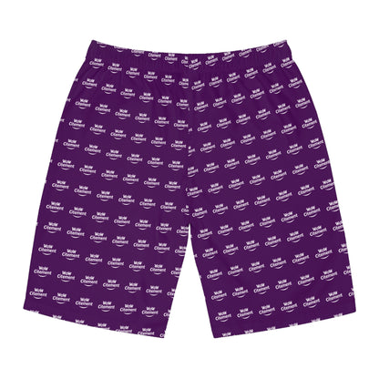 WoWcitement Men's Board Shorts - Color Purple Fun Summer Vibes, Perfect for Beach Trips, Pool Parties, Sports Activities, Casual Outings, AOP Design