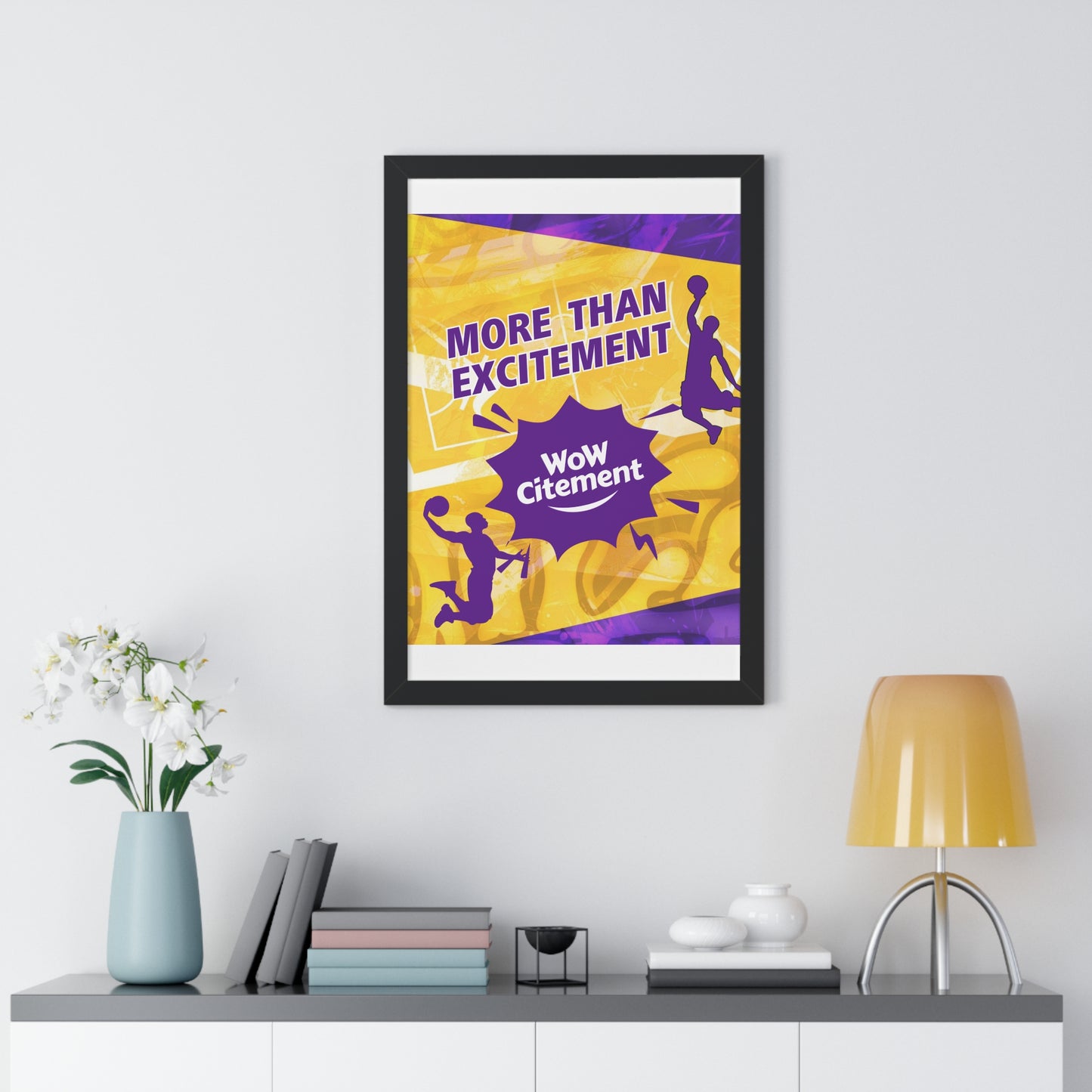 Vertical Poster  with Energetic Wowcitement Design - Perfect for Sports Lovers, Game Room Decor, or Gifts, Framed Vertical Poster, More Than Excitement, [...]