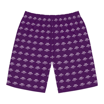 WoWcitement Men's Board Shorts - Color Purple Fun Summer Vibes, Perfect for Beach Trips, Pool Parties, Sports Activities, Casual Outings, AOP Design