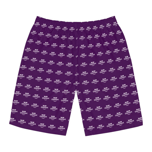 WoWcitement Men's Board Shorts - Color Purple Fun Summer Vibes, Perfect for Beach Trips, Pool Parties, Sports Activities, Casual Outings, AOP Design