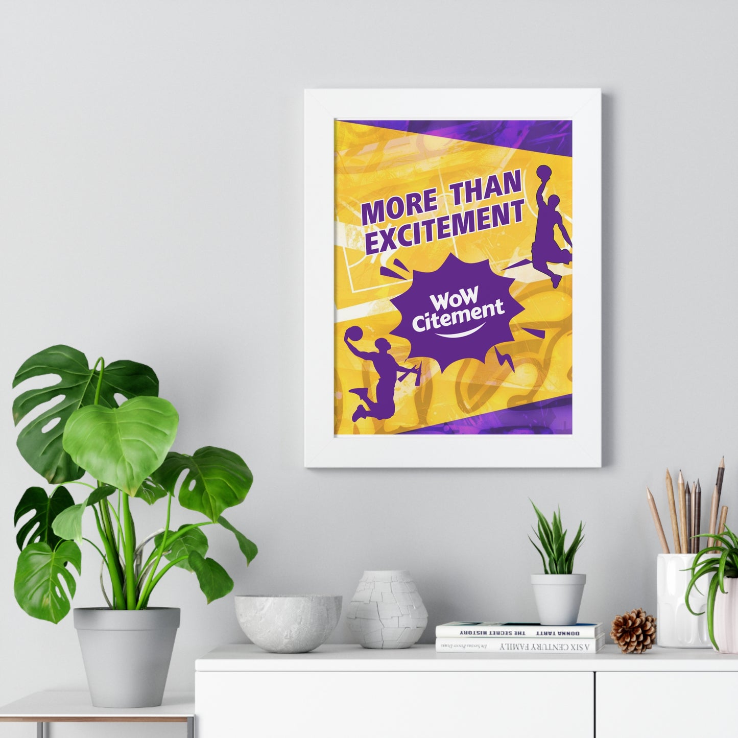 Vertical Poster  with Energetic Wowcitement Design - Perfect for Sports Lovers, Game Room Decor, or Gifts, Framed Vertical Poster, More Than Excitement, [...]