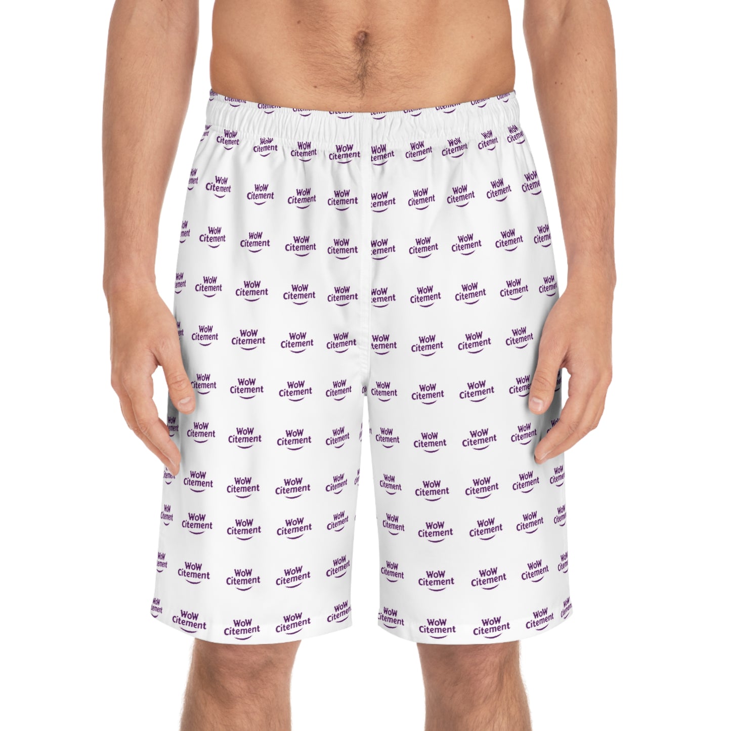 WoWcitement Men's Stylish Board Shorts Color White, Summer Swimwear, Beachwear, Casual Shorts for Men, Vacation Essentials