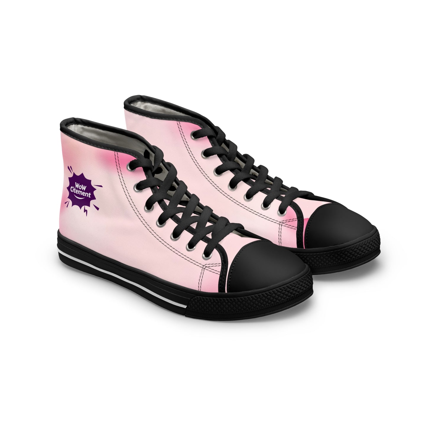 Stylish Women's High Top Sneakers with Wowcitement design , Trendy Casual Footwear, Unique Sneakers for Women, Pink High Tops, Gift for Her, Fashionable Sneakers